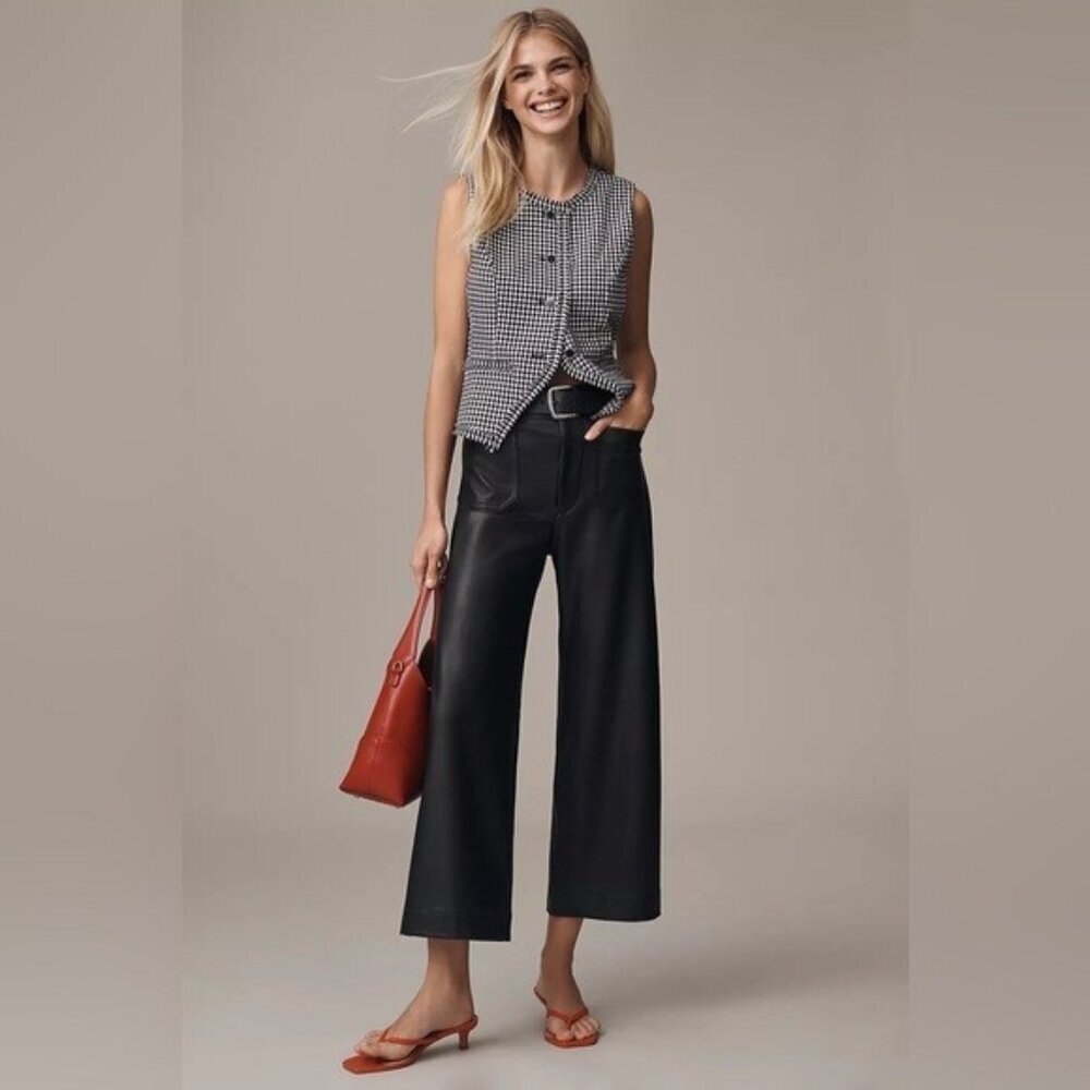 NWT Size 24W - The Colette Faux-Leather Crop Wide-Leg Pants Maeve (NWT US$ 148) - Picture 9 of 16